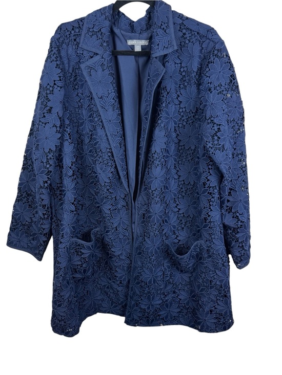 Jessica London Jackets & Blazers - Jessica London Navy Floral Embroidered Lined Lace Blazer size 26W